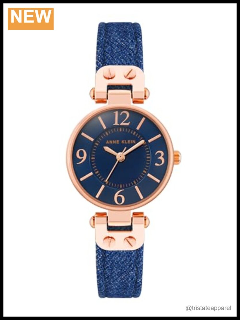 Anne Klein Women's Leather Strap Watch with Blue Denim Strap